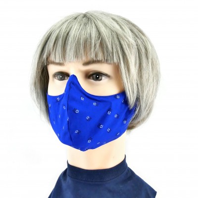 Gesichtsmaske - Königsblau/schwarzweiss Muster